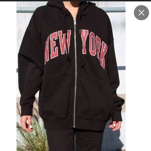 oversized brandy melville new york zip up